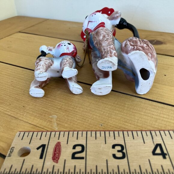 Big Eye Poodle Dog Ceramic Figurine with Puppy Vintage Made in Japan *Repaired - Picture 11 of 11